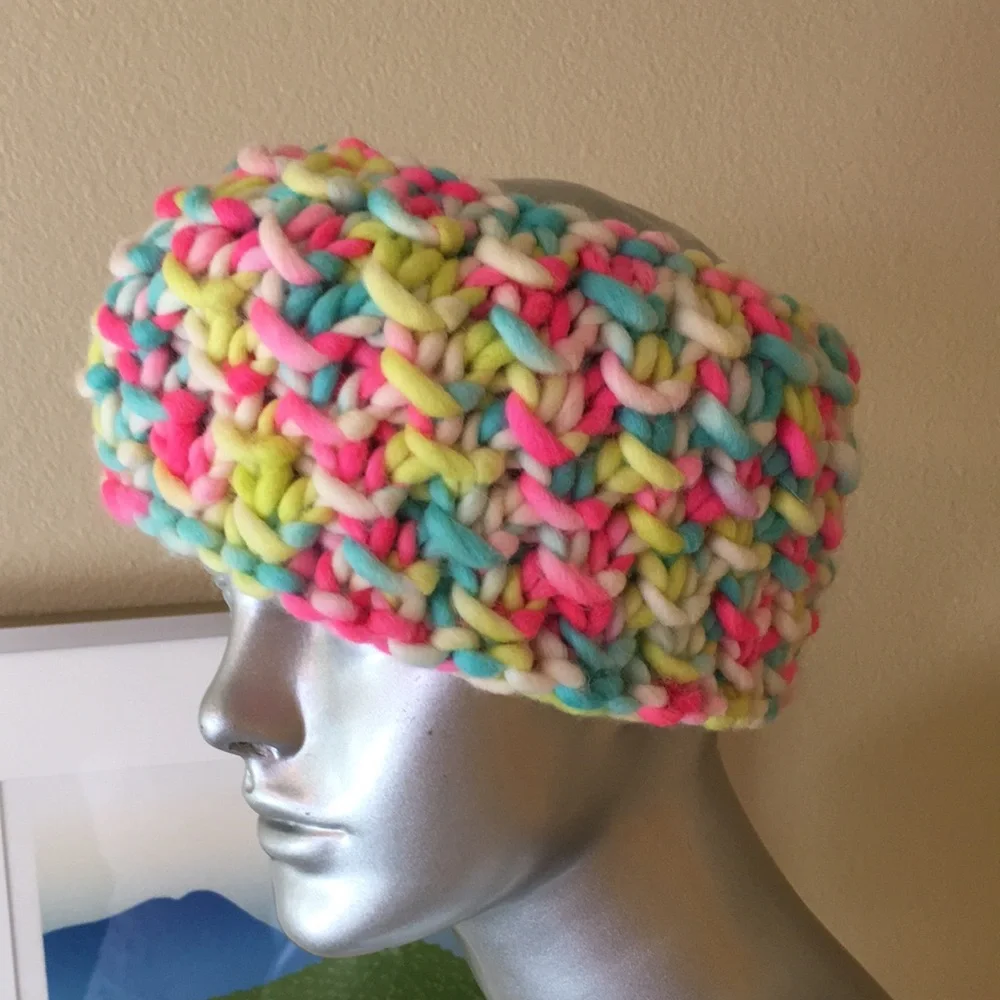 Handmade Hand Knit Ear Warmer Headband Multi Color